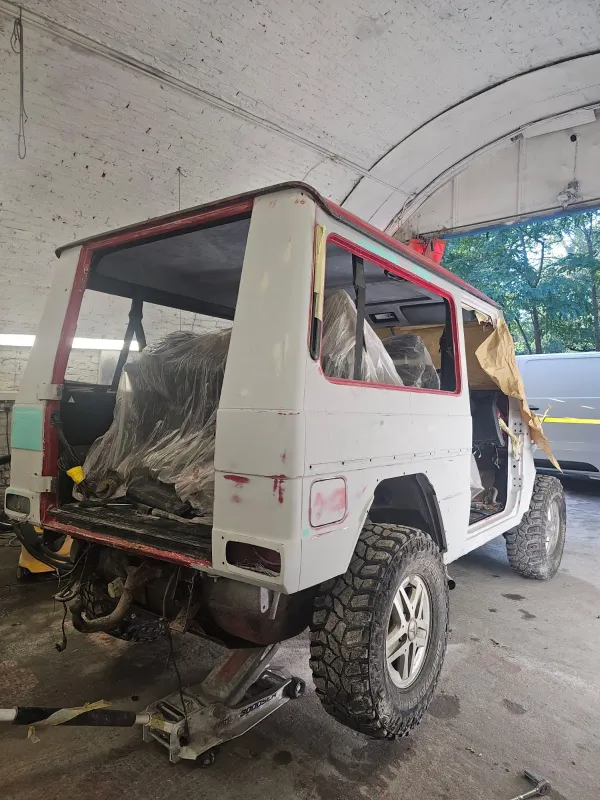Mercedes G-Wagen restoration in JD Autobodywork's workshop