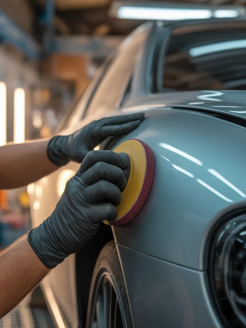 Polishing pad finishing alloy bodywork