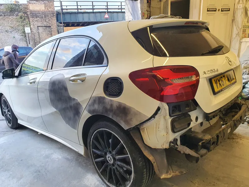 Vehicle on the workshop floor at JD Autobodywork